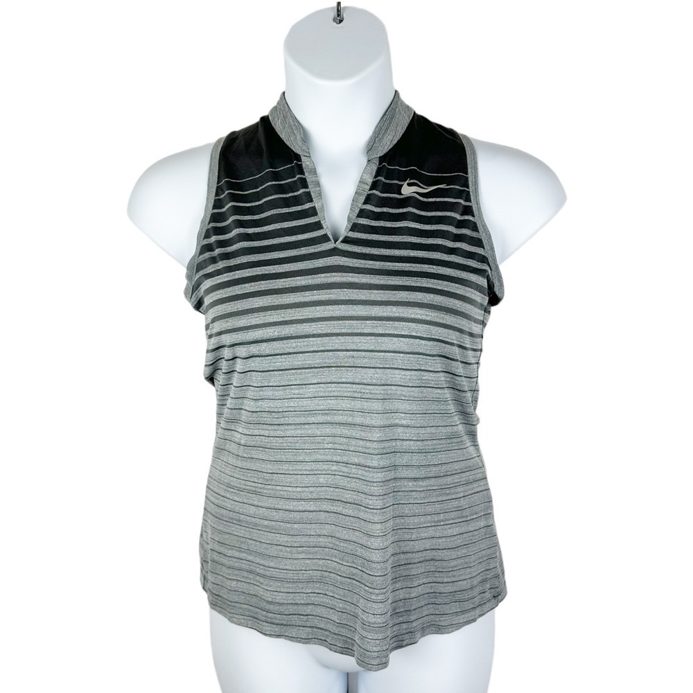 Nike Golf Gray Black Striped Sleeveless Lightweight Tank Top Size Medium